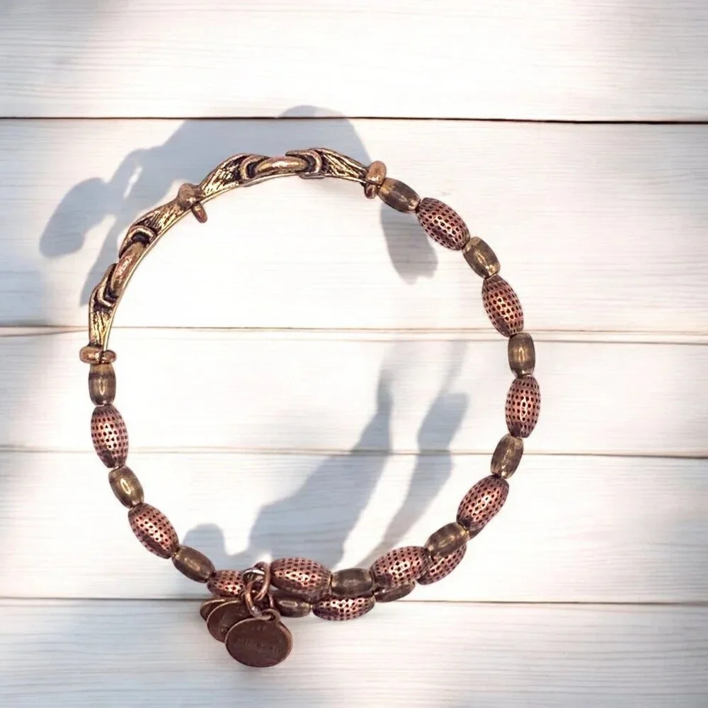 Alex and Ani Copper Bead Wrap Charm Bracelet Gold Finish - Expands To Fit